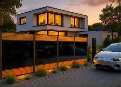 falagotti Solarzaun Eleganza mit E-Auto