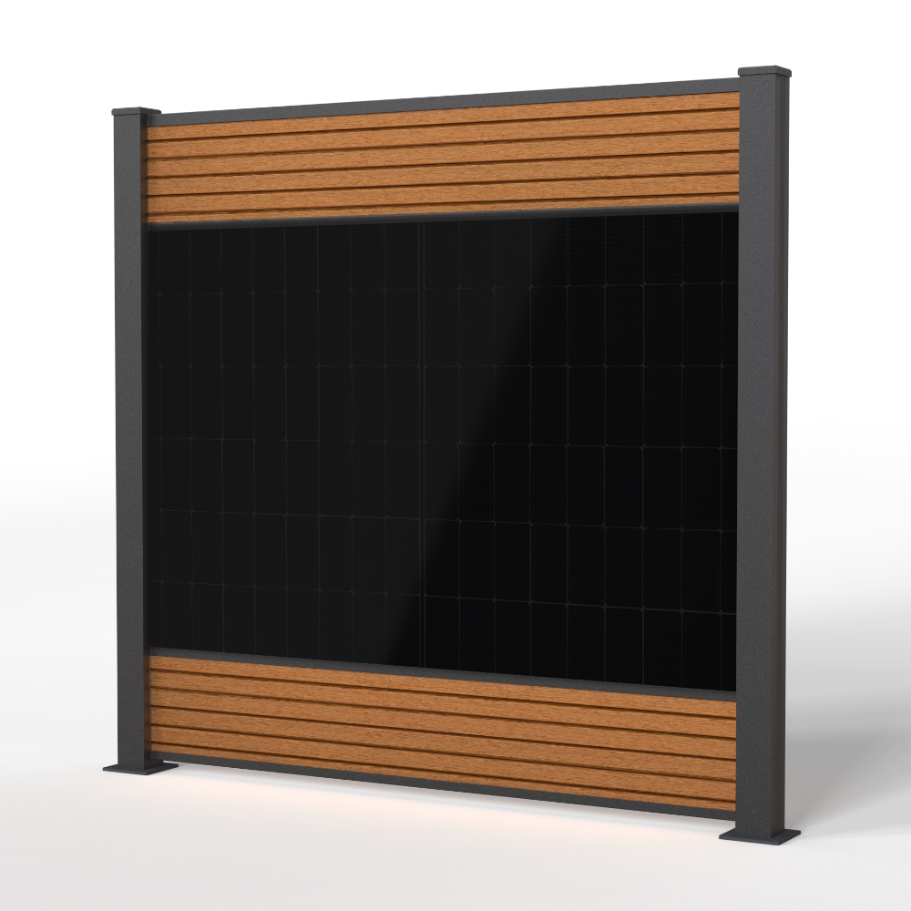 ELEGANZA Zaunfeld 185cm Breite inkl. PV Modul 450W (ohne Abschlusspfosten)