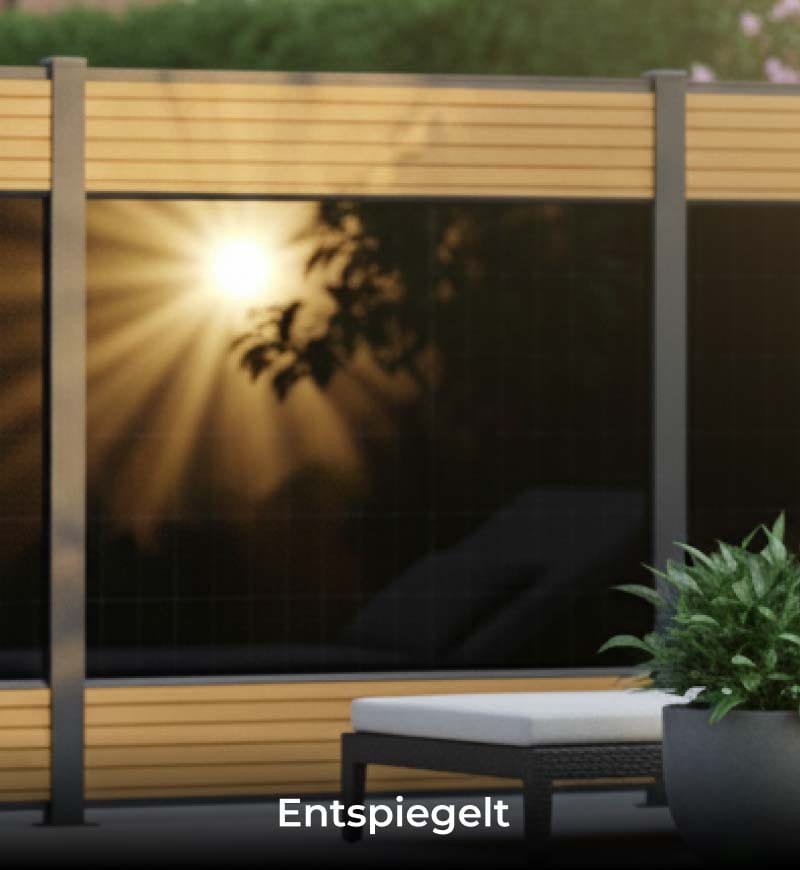 Solarzaun entspiegelt