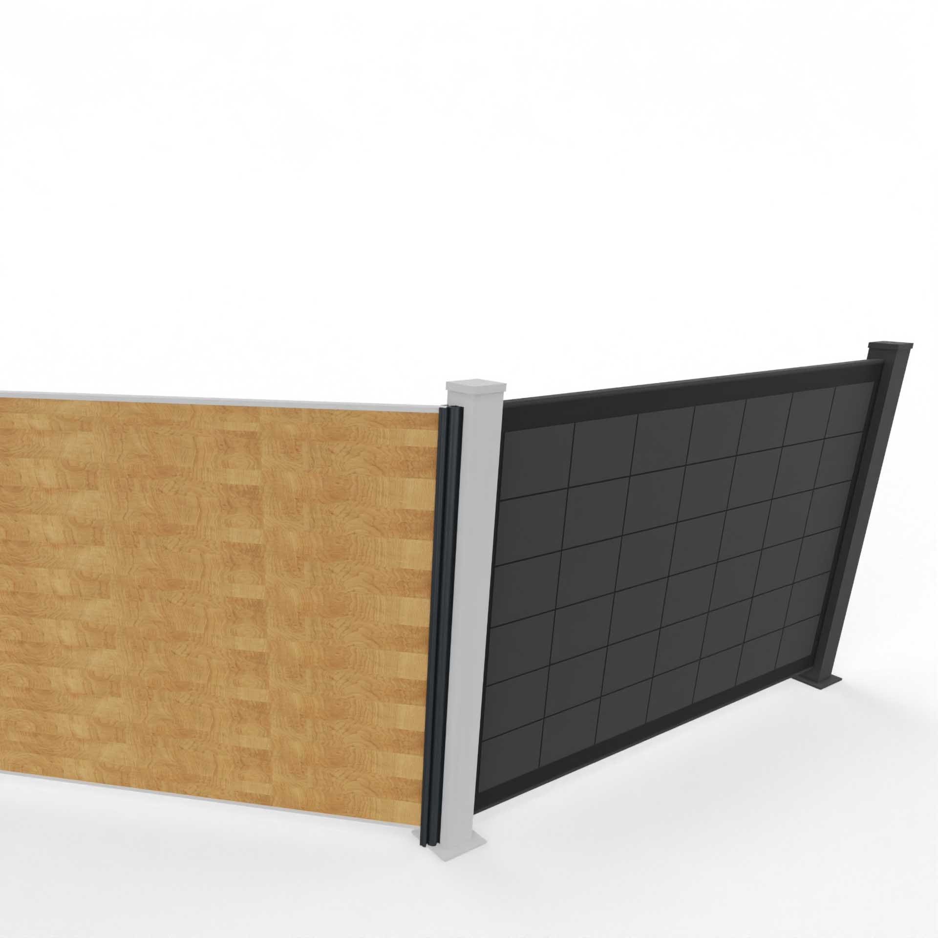 Modulares Gartenzaunsystem mit Winkelverstellung – WPC- und Aluminium-Zaunfüllungen flexibel angewinkelt montiert