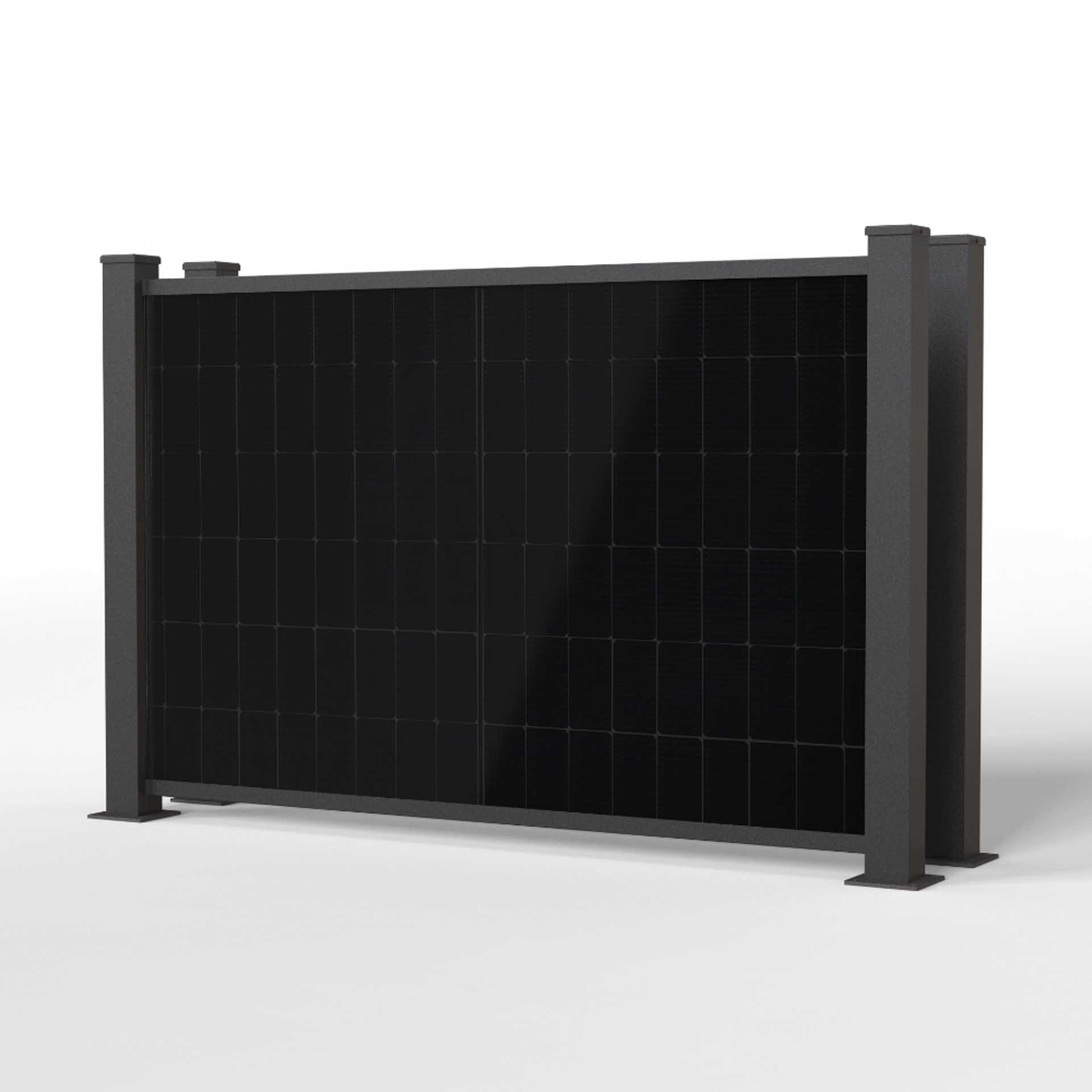 falagotti Zaun-Solarkraftwerk Puristica 800 W in RAL 7016 mit zwei flachen PV-Zaunfeldern