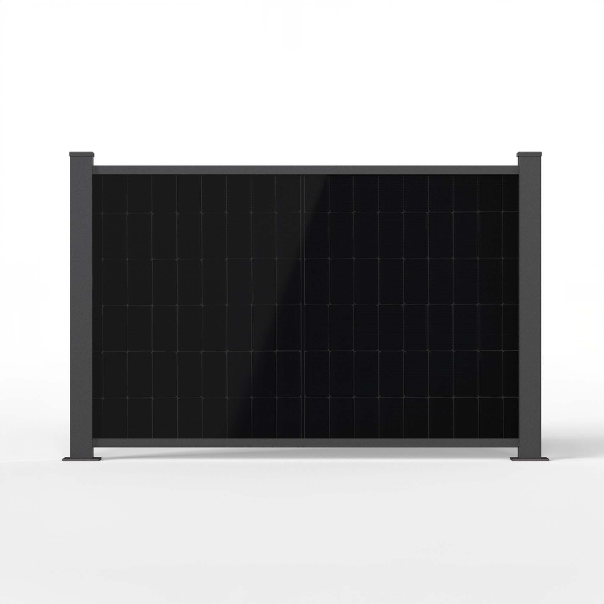falagotti Zaun-Solarkraftwerk Puristica 1600 W in RAL 7016 mit vier flachen PV-Zaunfeldern