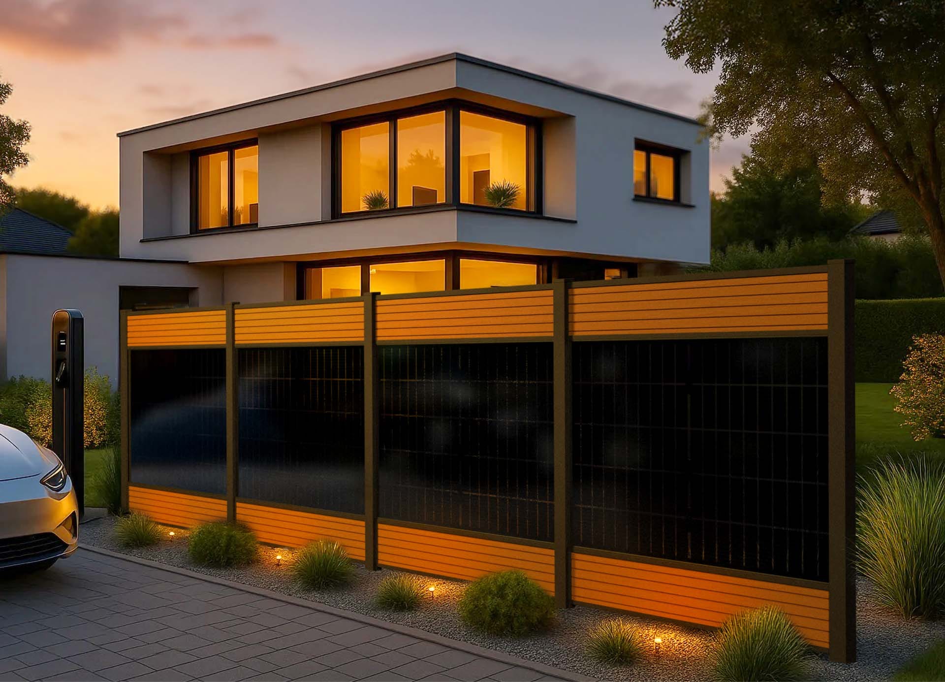Solarzaun am Haus